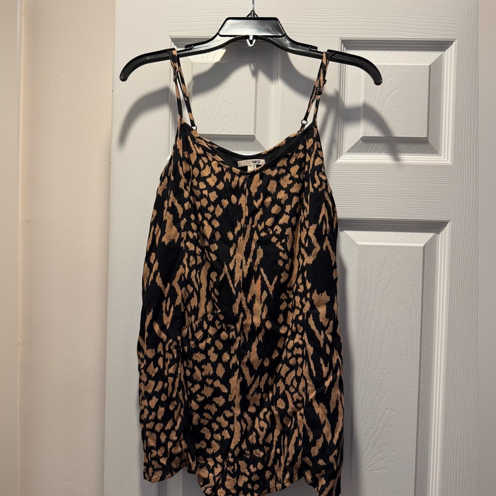 Animal Print Slip Dress in Black and Tan